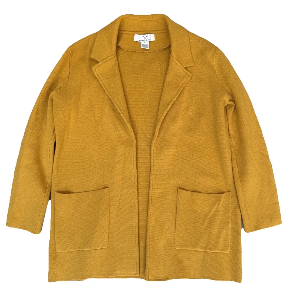 Magaschoni Wool Blend Blazer Women Small‎ Mustard Yellow Career Job Work Wear